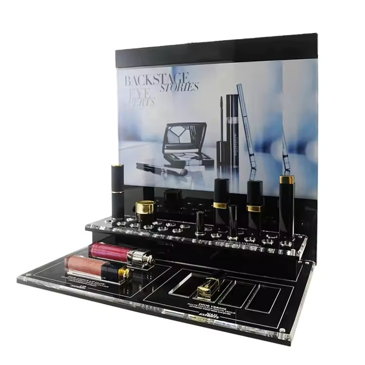 Custom Mirror / Graphics Acrylic Cosmetic Display Acrylic Counter-top Makeup Display for Branding and Marketing
