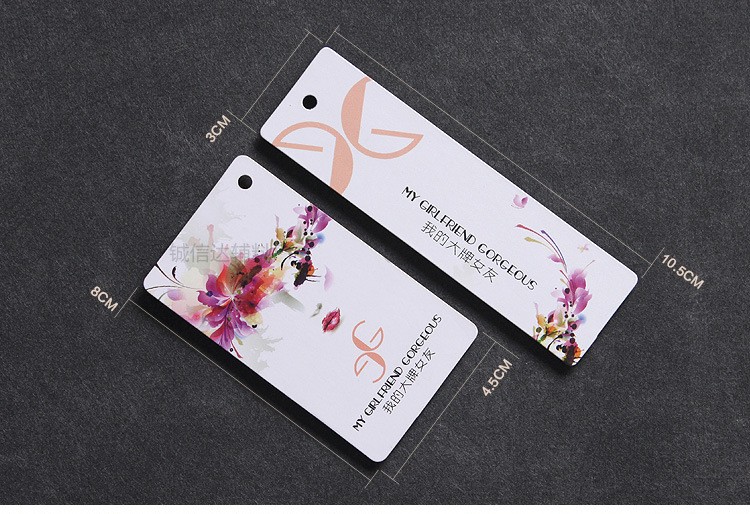 Gold Foil Printed Hangtag High Quality Custom Paper Brand Apparel Product Tags, Logo Pink Tag String Clothing Hangtag