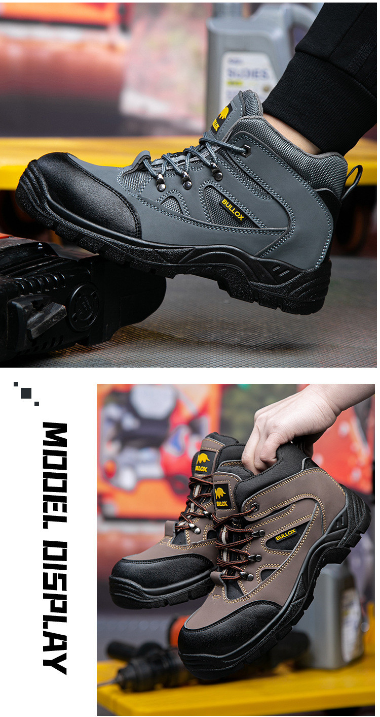 Oxford Cloth Security Boots Men PU Injection Sole Steel Plate Anti Proof Work For Mens