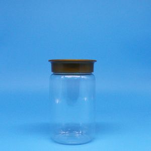 China Transparent Sealed Candy Biscuit PET Plastic Nut Food Tall Round Jars Screw Caps on sale