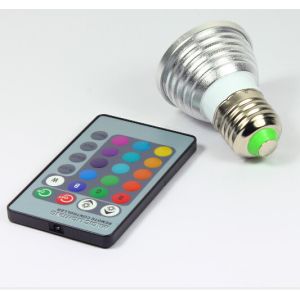  3W RGB LED COB ceiling Spotlights RGB led remote controller lathe aluminum body E27 bulb Manufactures