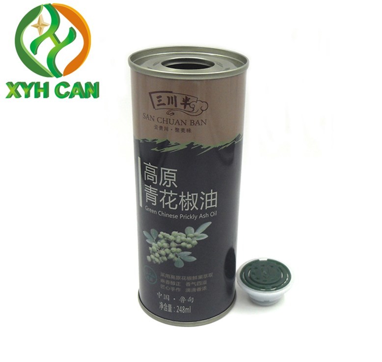 Olive Oil Tin Cans 0.19mm Tinplate CMYK 4C Round Metal Cans for 1L Safflower Oil Tin Jars