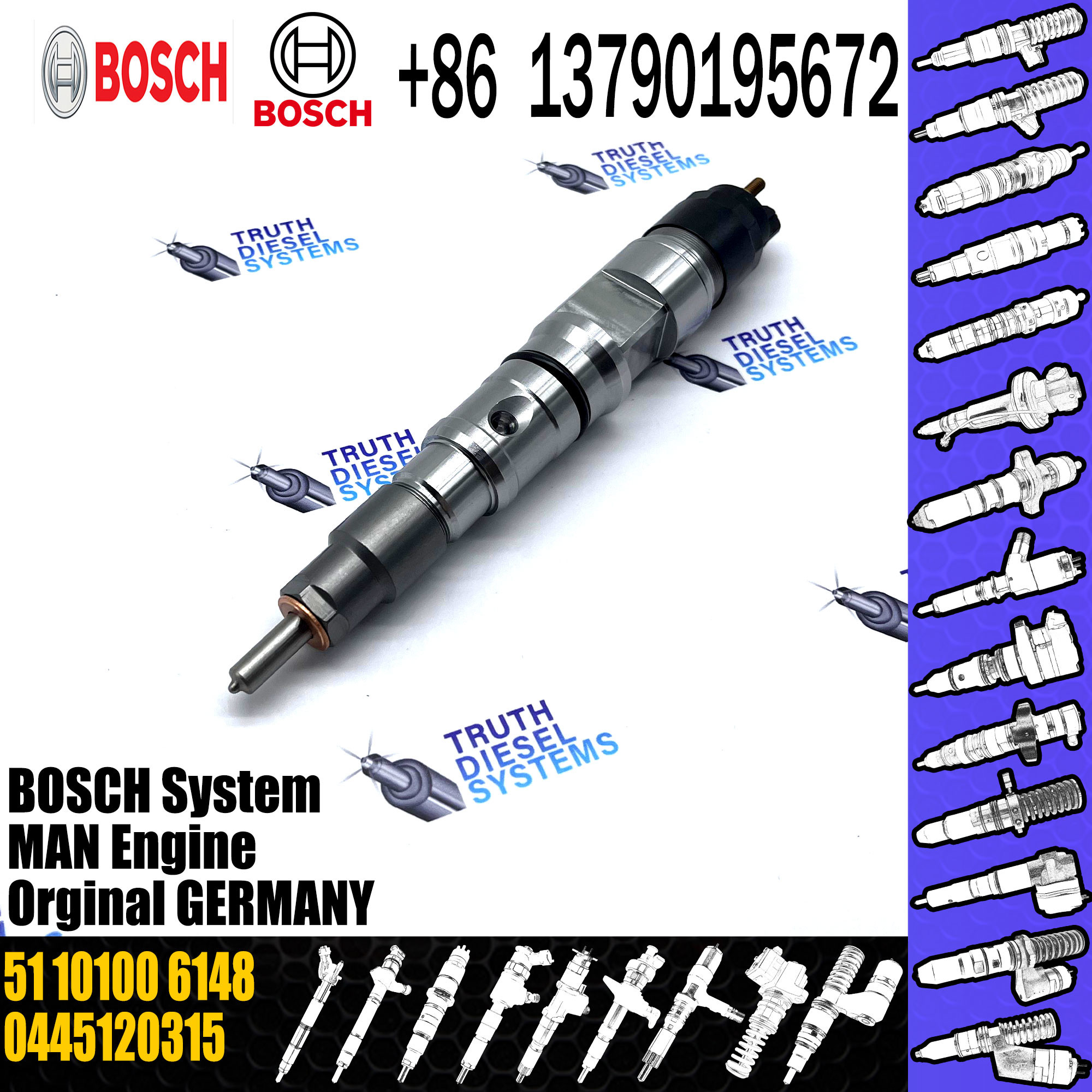Common Rail Diesel Fuel Injector 0445120315 0 445 120 315 51101006148 with Nozzle DLLA153P2283
