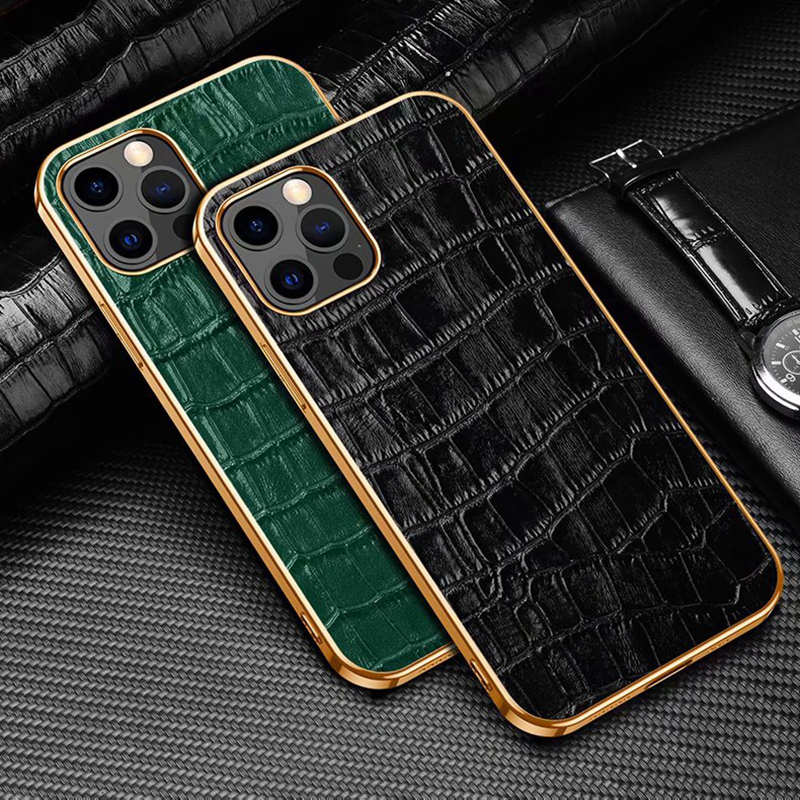 Shockproof Luxury Crocodile Skin Pattern Leather Phone Case for iPhone 12 13 14 Pro Max