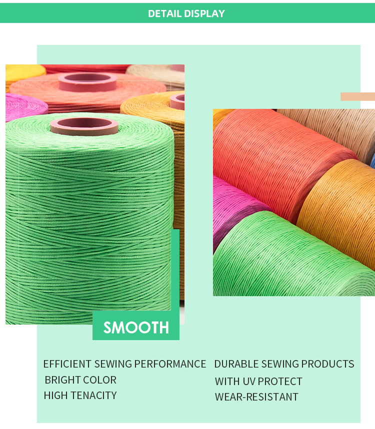 Waterproof Waxed Thread 1MM Handmade DIY Leather Thread with Sintered 150D Flat Design