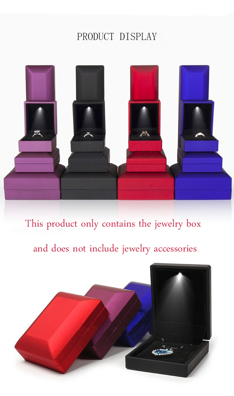 Spray Paint Plastic Engagement Ring Gift Box Built In LED Light