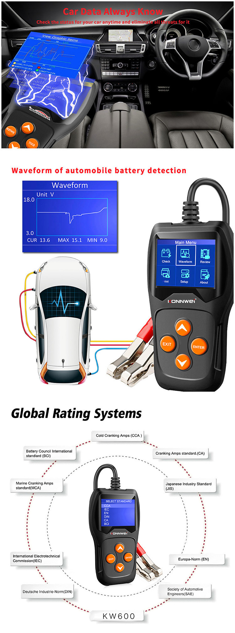 Stable Battery Load Tester Kw600 Support Read Real - Time Data 24 Months Warranty
