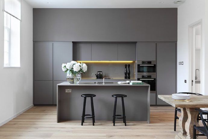 High Gloss Melamine Board Carcass Kitchen Cabinet Set with Drawer Slide Accessories