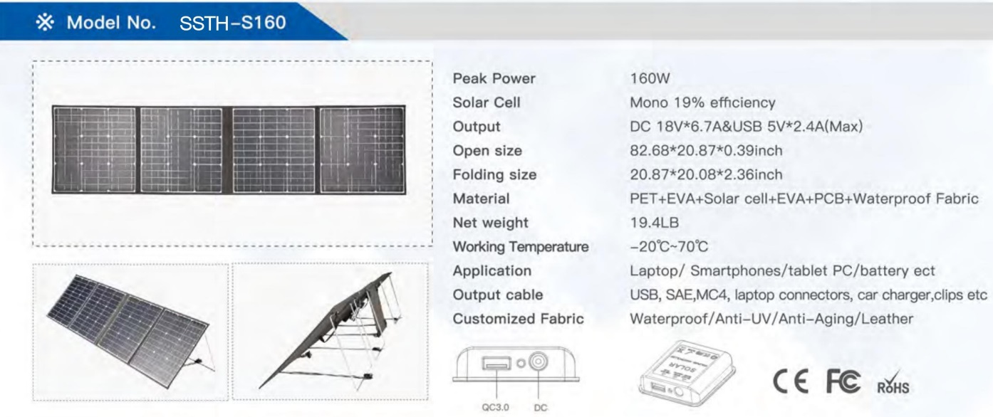 100w 120w 200w 300w Folding Solar Panel Kit Outdoor Carry For IPad Cell Phones