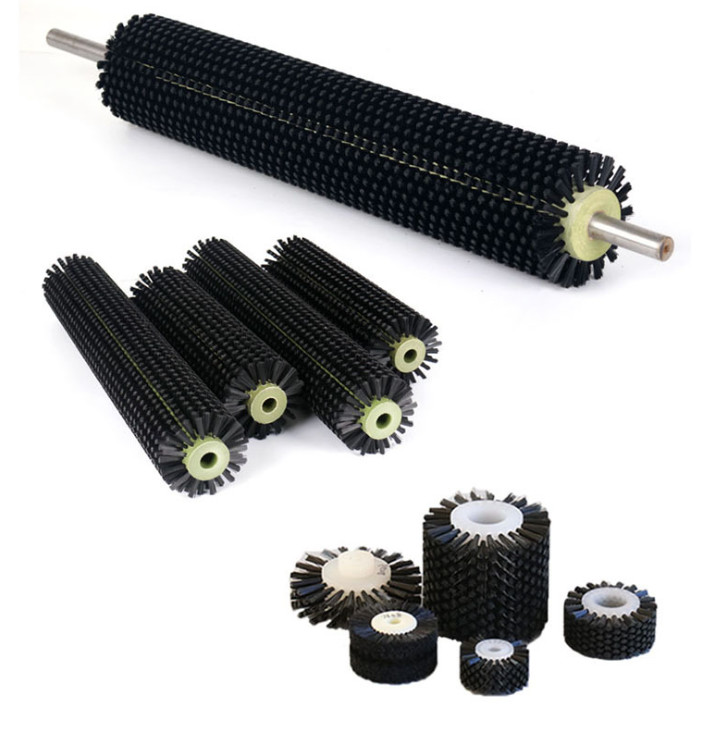 Spiral Industrial Roller Brushes Custom Nylon/PP/Sisal/Steel Wire/Brass Bristle Roller Brush For Cleaning Polish Dusting