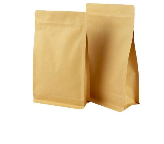 Stand up Clear Paper Kraft Zipper Bag with Flat bottom gusset