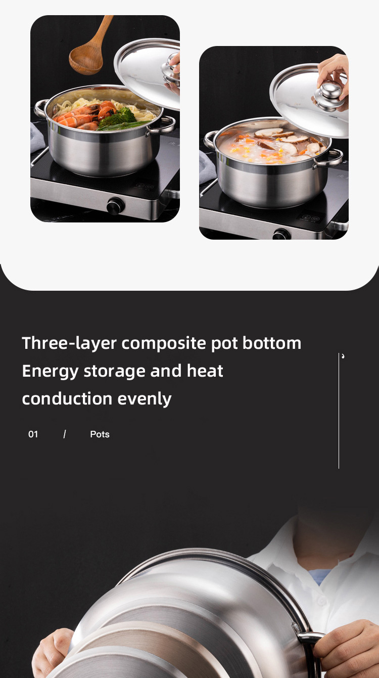 Hot Selling Kitchen Cooking Pot Set Stainless Steel Soup & Stock Pots Cookware Cooking Soup Pot Set