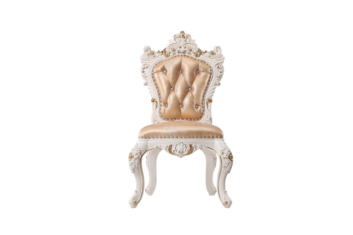 Luxury Chairs of Classic French design in Beech wood frame with hand carving flower by Leather pad