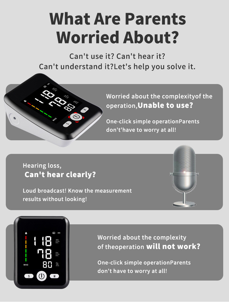 LCD Digital Display Blood Pressure Monitor With Large Volume Voice Reporting