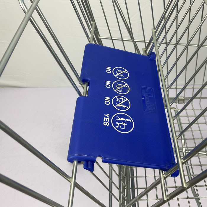 German Style 150L Large Capacity Grocery One-Stop Shopping Supermarket Steel Trolley PU Wheels With Blue Plastic Parts