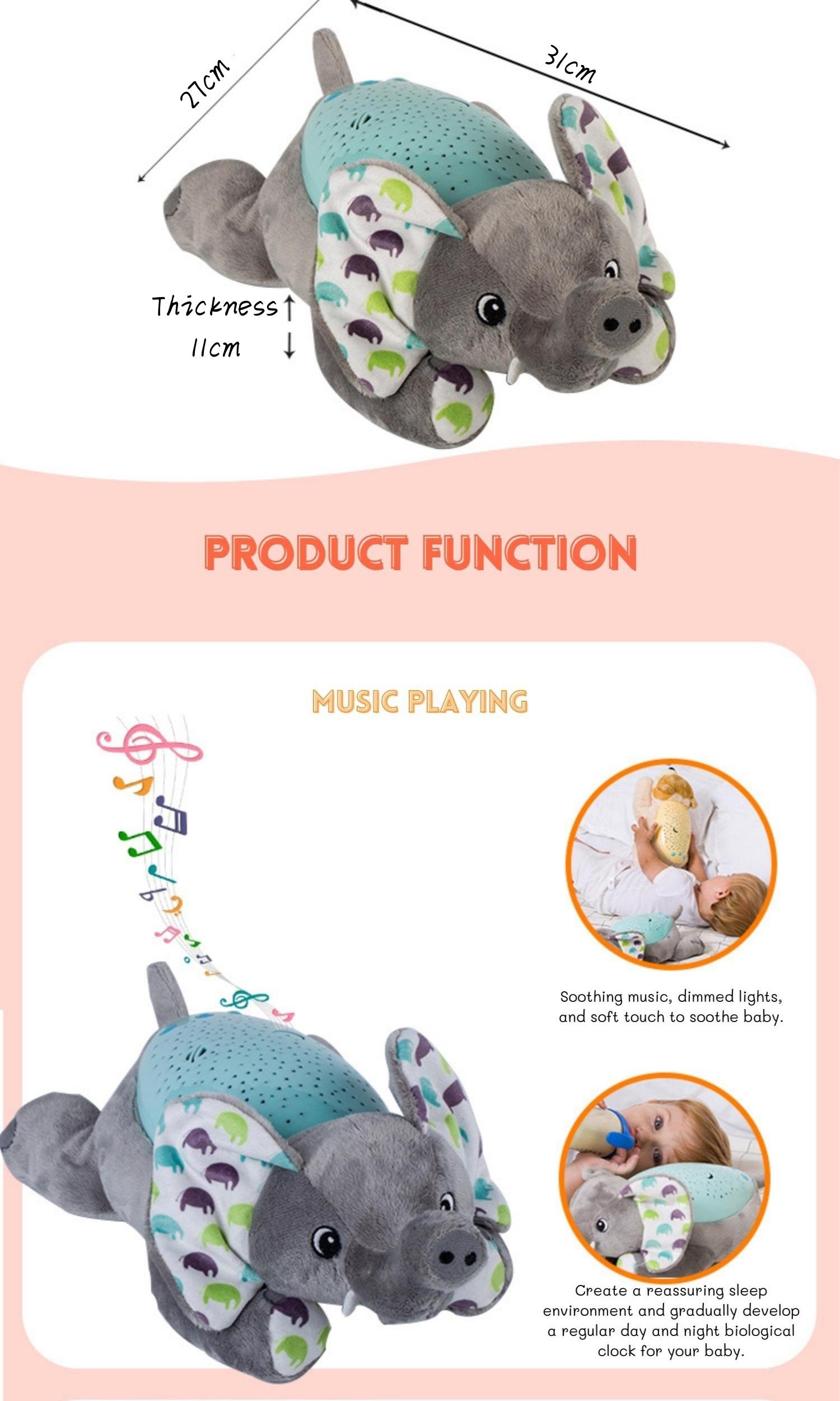 Custom Logo Soft Electronic Plush Toy Elephant Baby Stuffed Animal 11CM-30CM