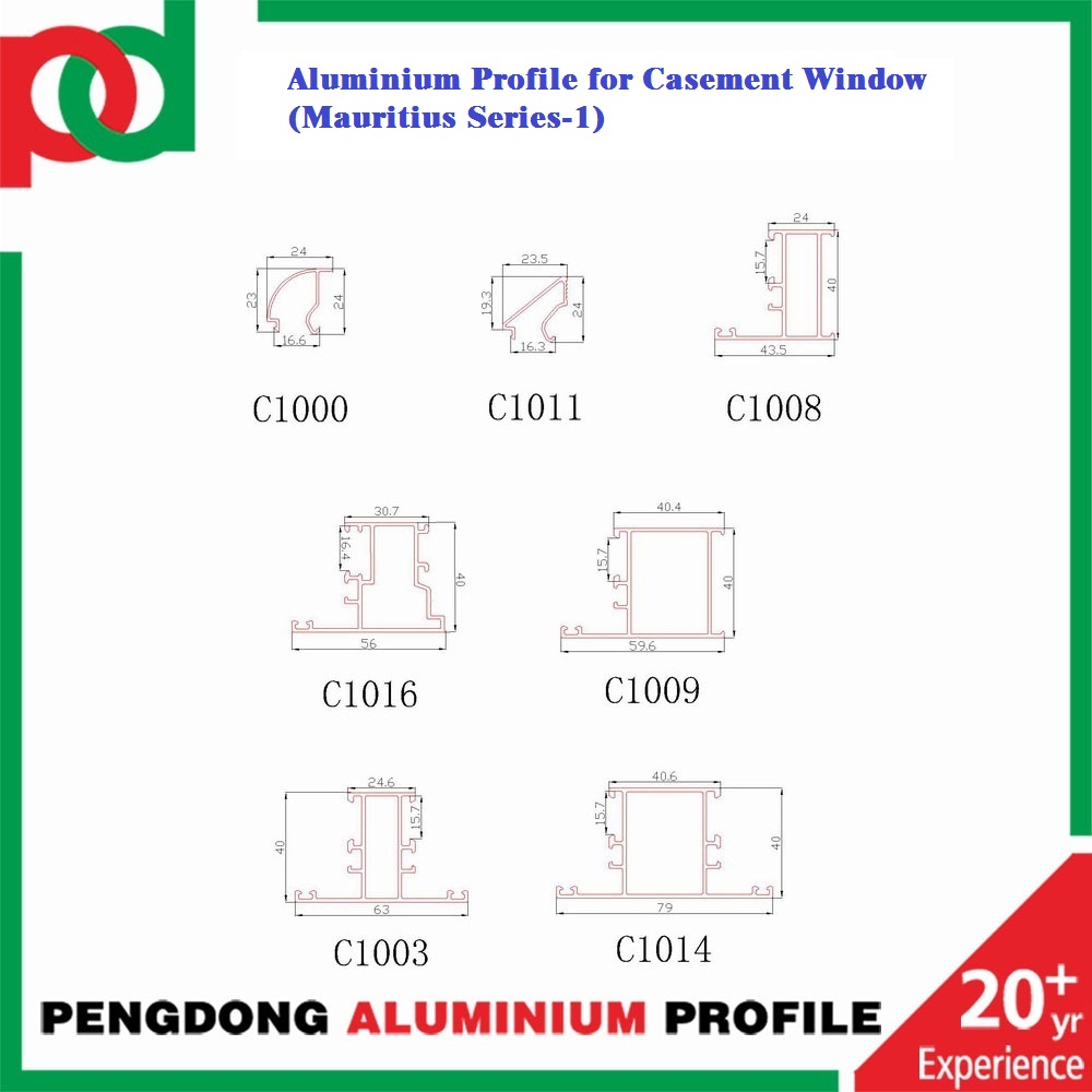 Powder Coated Aluminium Window Profile For Mauritius