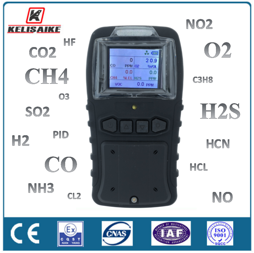 Rechargeable Lithium Battery Portable Multi 4 In 1 Gas Detector CH4 CO H2S O2