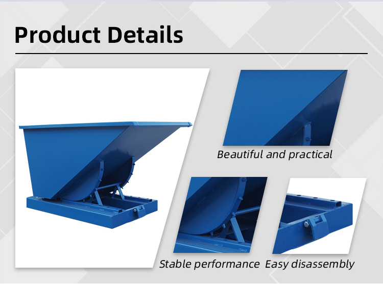 Outdoor Forklift Self Dumping Hopper Bin Steel Tipping Bin Customized Size Color