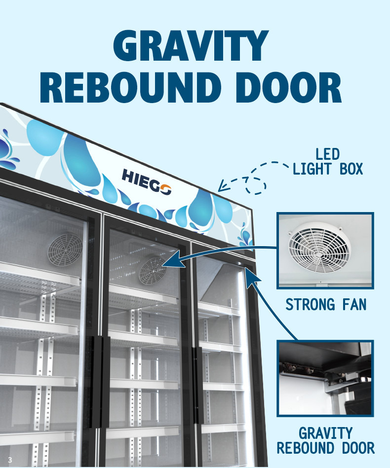 Air Cooling Upright 2 Glass Door Display Chiller 800L Digital Temperature Control