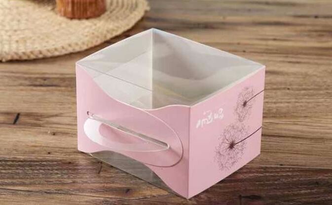 Wholesale custom Paper Cookies packing Cake Box with PVC window,Wholesale Plastic Square Birthday Wedding Packaging Clea