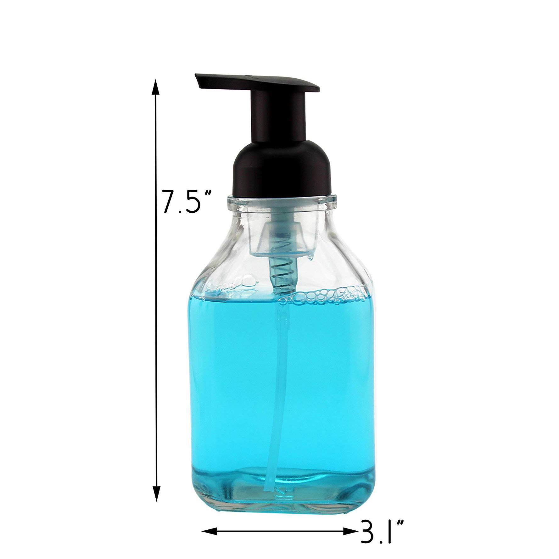 Transparent Glass Empty Foam Pump Bottles Durable Smooth Surface