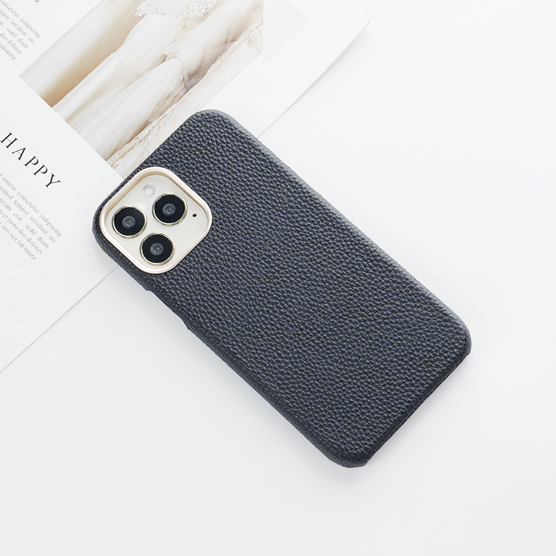 Customize Pebble Genuine Leather Cover for iPhone 13 14 Protecting Camera Phone Case