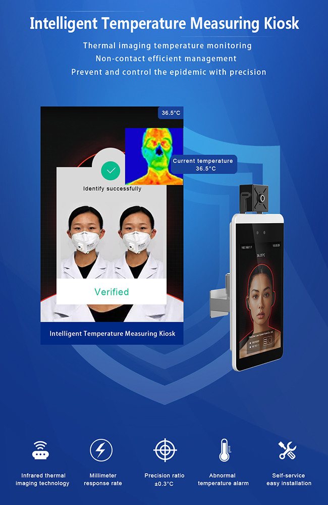 Contactless Body Temperature Screening Kiosk with Epidemic Prevention Fever Alert