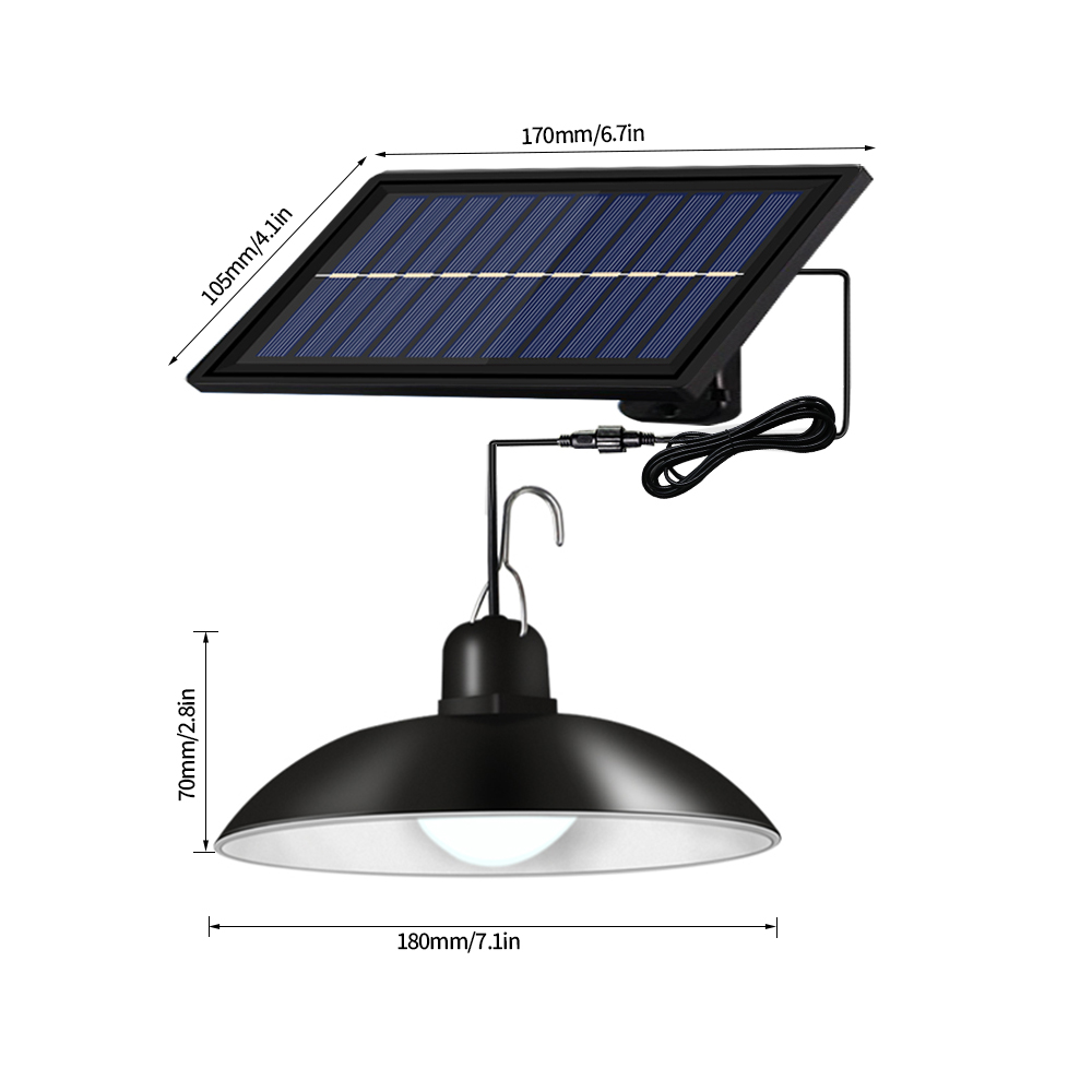 400lm IP65 Solar Powered Pendant Light Dusk To Dawn Light For Indoor Outdoor Garage