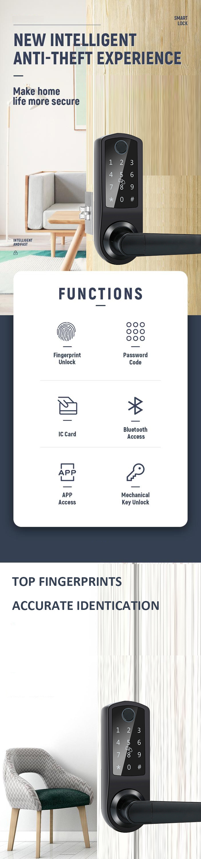 Fingerprint Electronic Keypad Main Door Lock Digital Lock App
