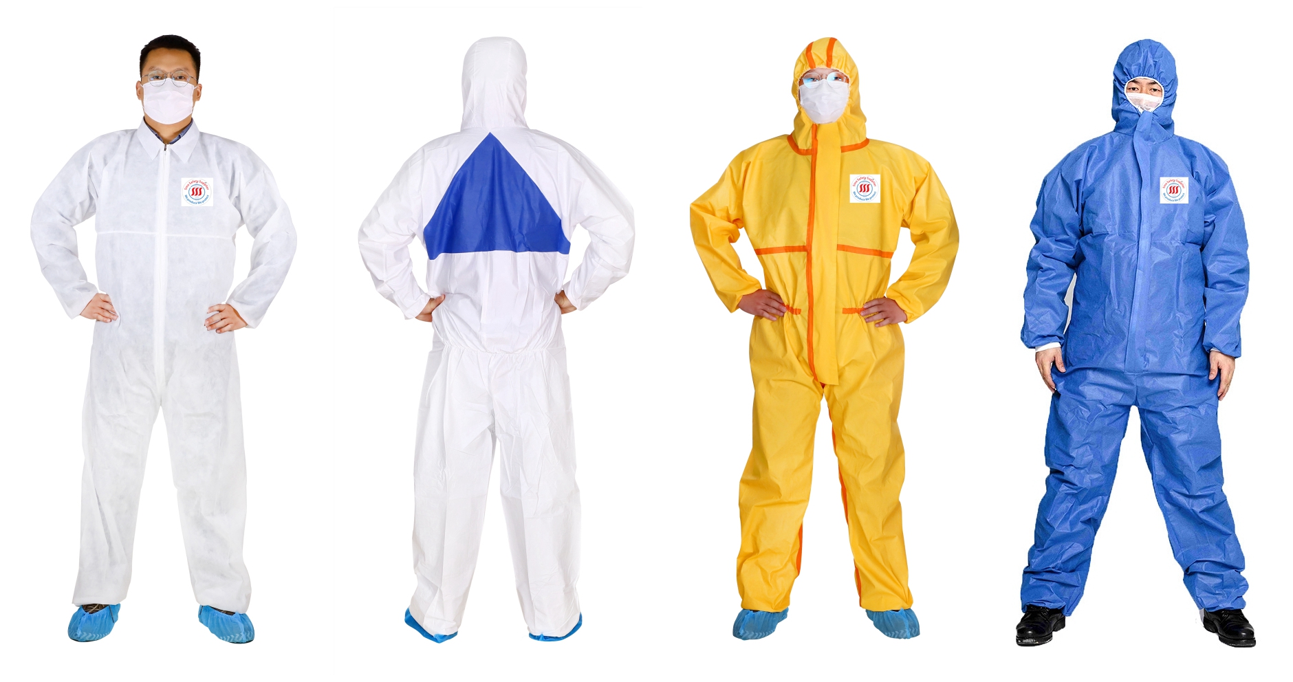 PPE Non Woven Hazmat Suit White Chemical Uniform Disposable Jumpsuit Medical