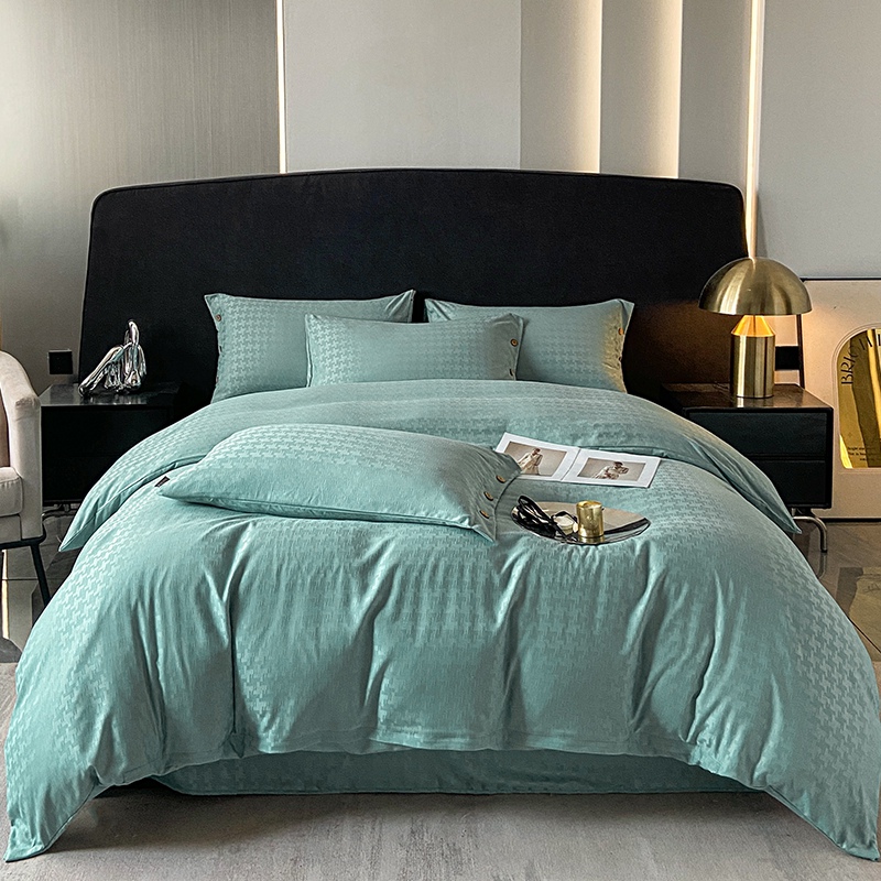 Add a Touch of Luxury to Your Bedroom with this Satin Jacquard Four Piece Bedding Set