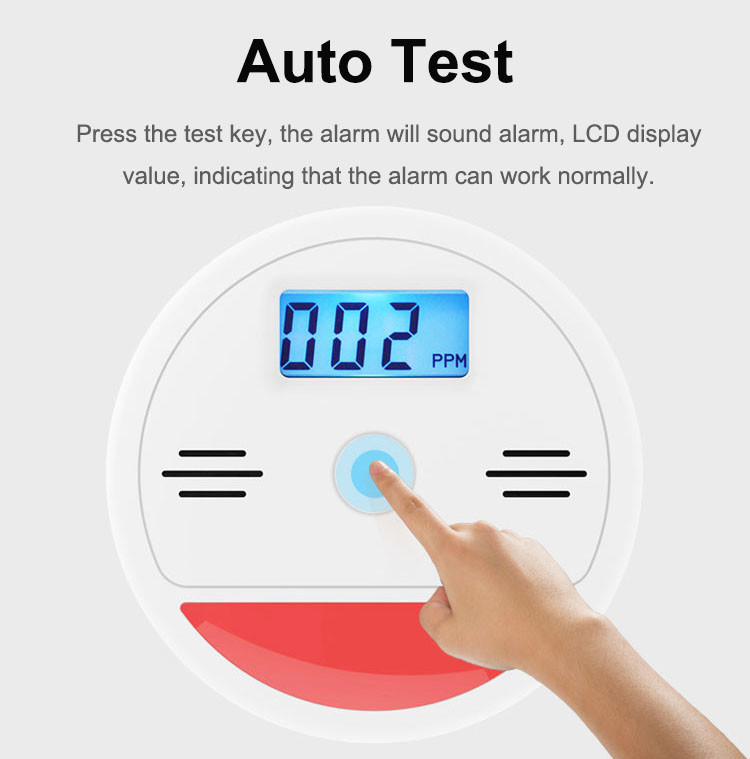 96*38mm mini Smoke And Carbon Monoxide Detector OEM With Liquid Crystal Display