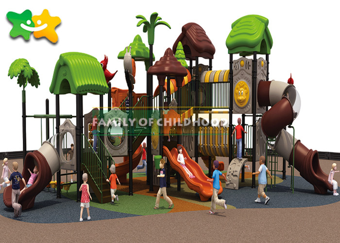 Robust Plastic Outdoor Slide Playset , Fiberglass Playground Slide Forest Theme Design