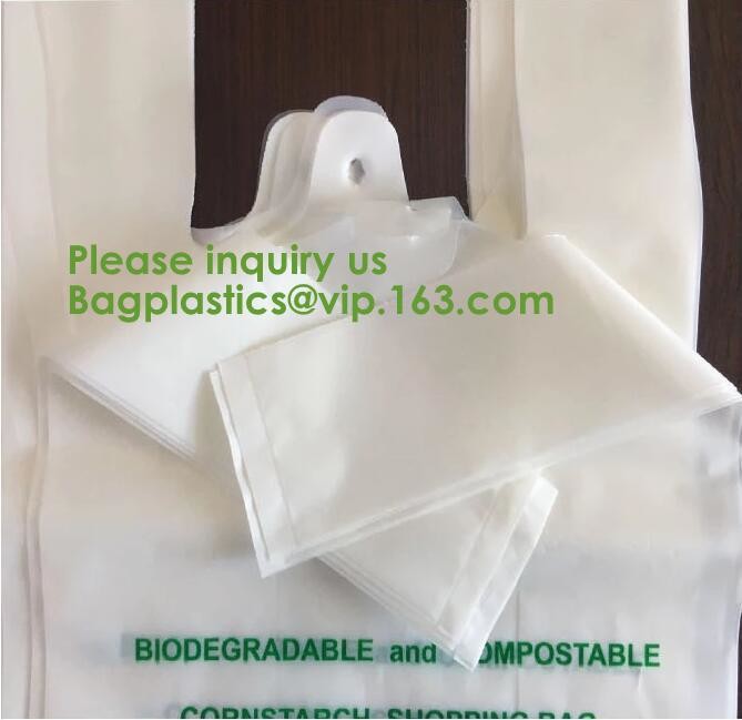 BIODEGRADABLE PVA PLASTIC WATER SOLUBLE VEST HANDLES BAG, COMPOSTALE PLA+PBAT CORN STARCH POTATOES STARCH ECO FIRNEDLY