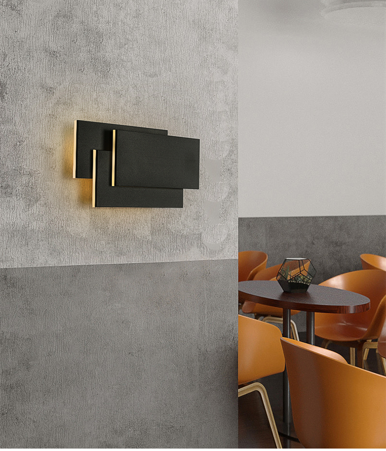 Modern Creative square wall lamp living room staircase bedroom bedside Black/white wall light(WH-OR-259)