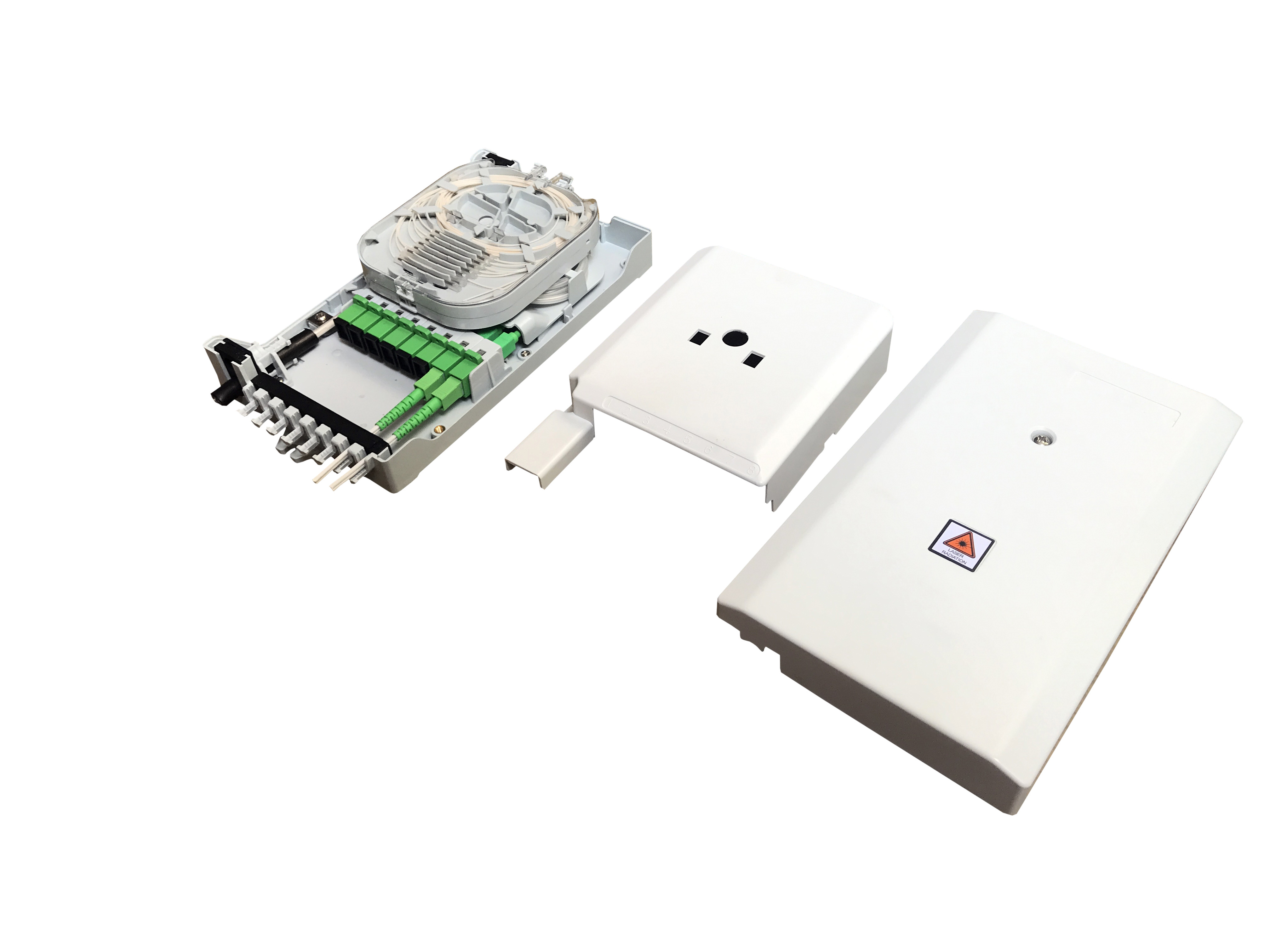 GFS-8ZT-2,fiber distribution box,splitter box,Max Capacity 8 cores,,size 235*126*52mm, Material: PC+ABS,IP 65