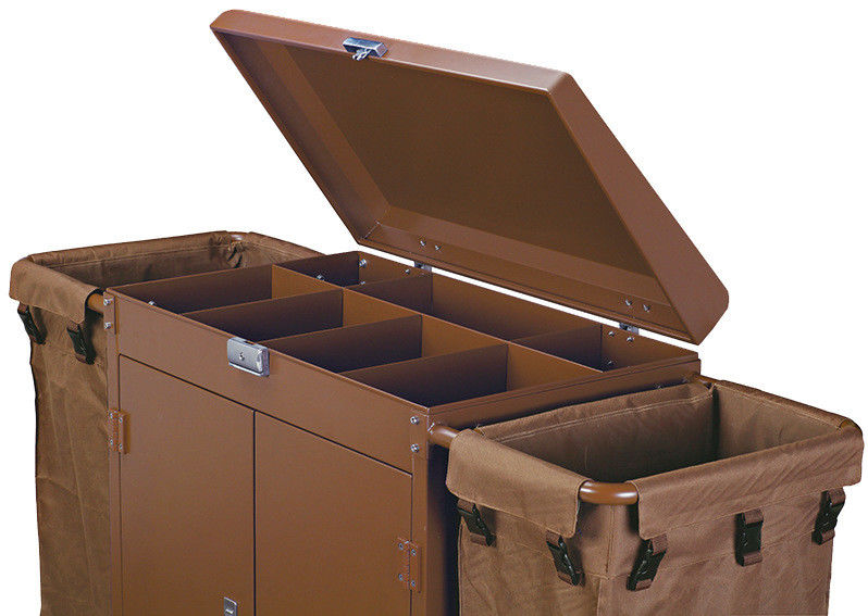 Small Housekeeping Carts For Hotels / Room Service Equipments with 2 Heavy Duty Fiber War Bags