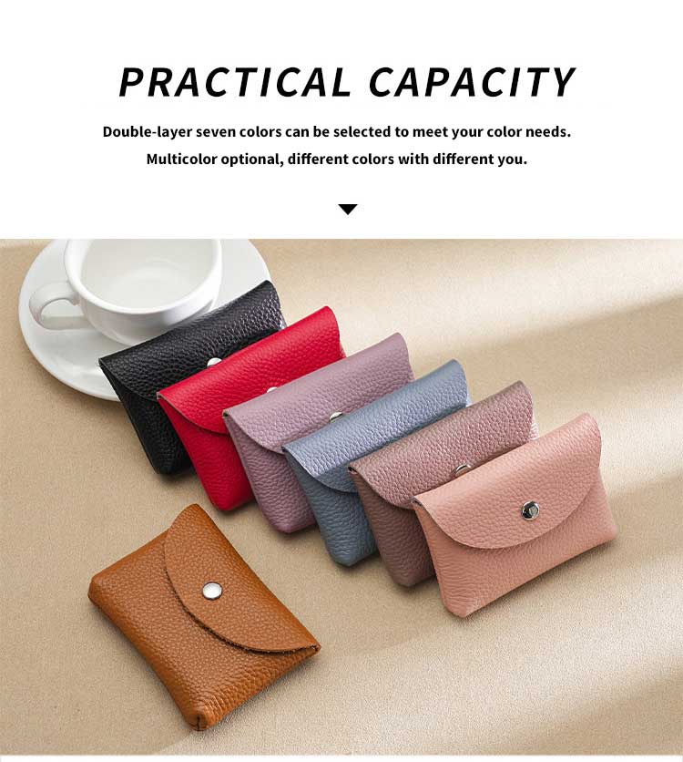 Female Genuine Leather Double Layer Mini Wallet with ID Credit Card Holders and Coin Purse