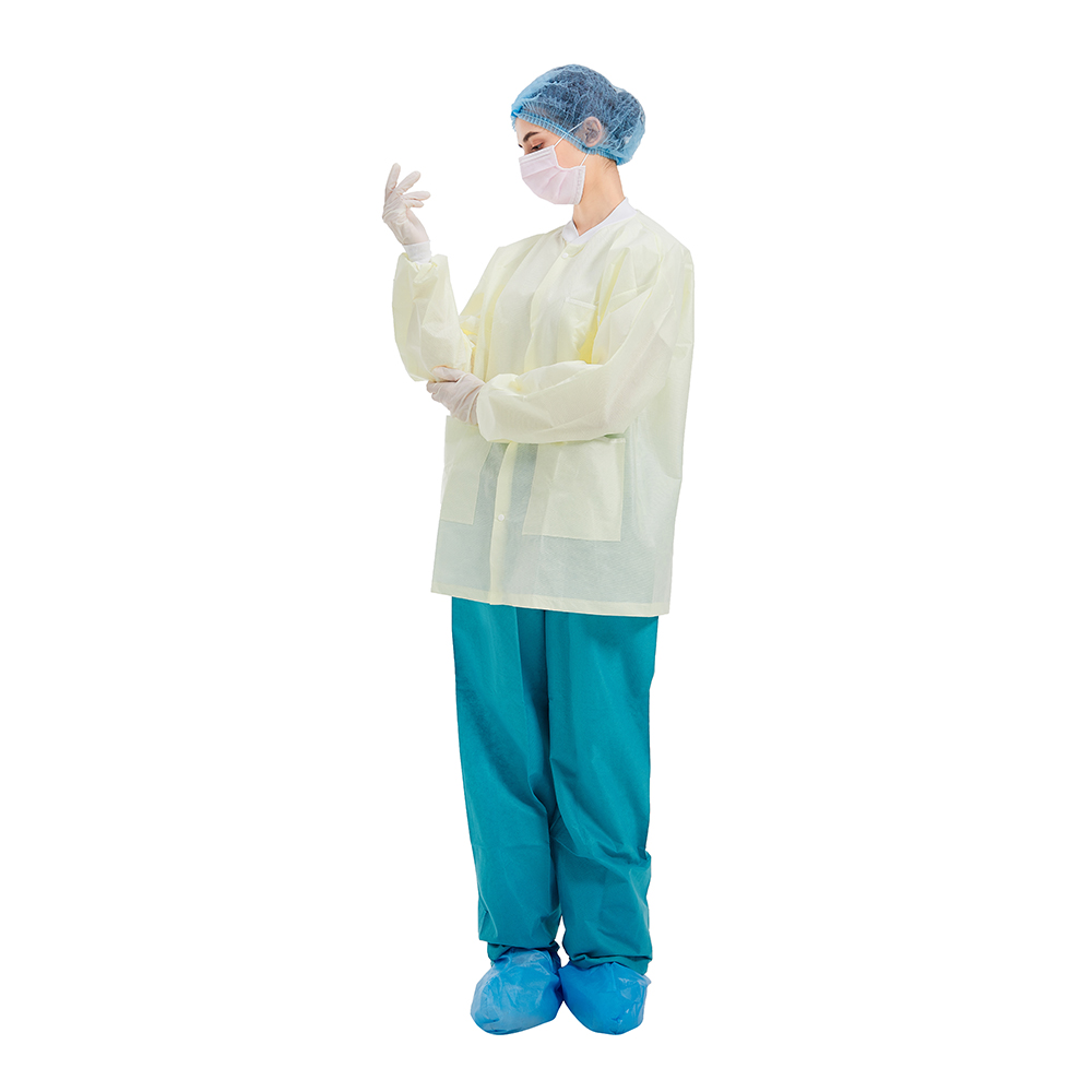FDA Disposable Lab Coats , Long Sleeves Disposable Hospital Scrubs