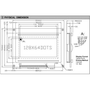20PIN Connector 128*64 Graphic LCD Module Monochrome STN Color Optional With