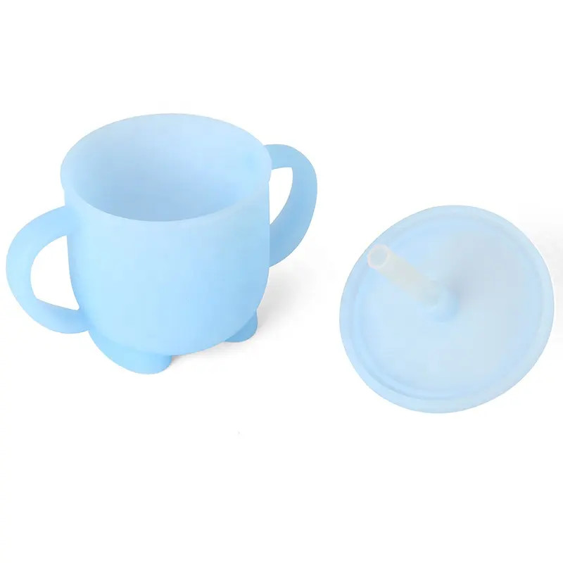 LFGB Odorless Silicone Kitchen Product Baby Cup With Handles Leakproof