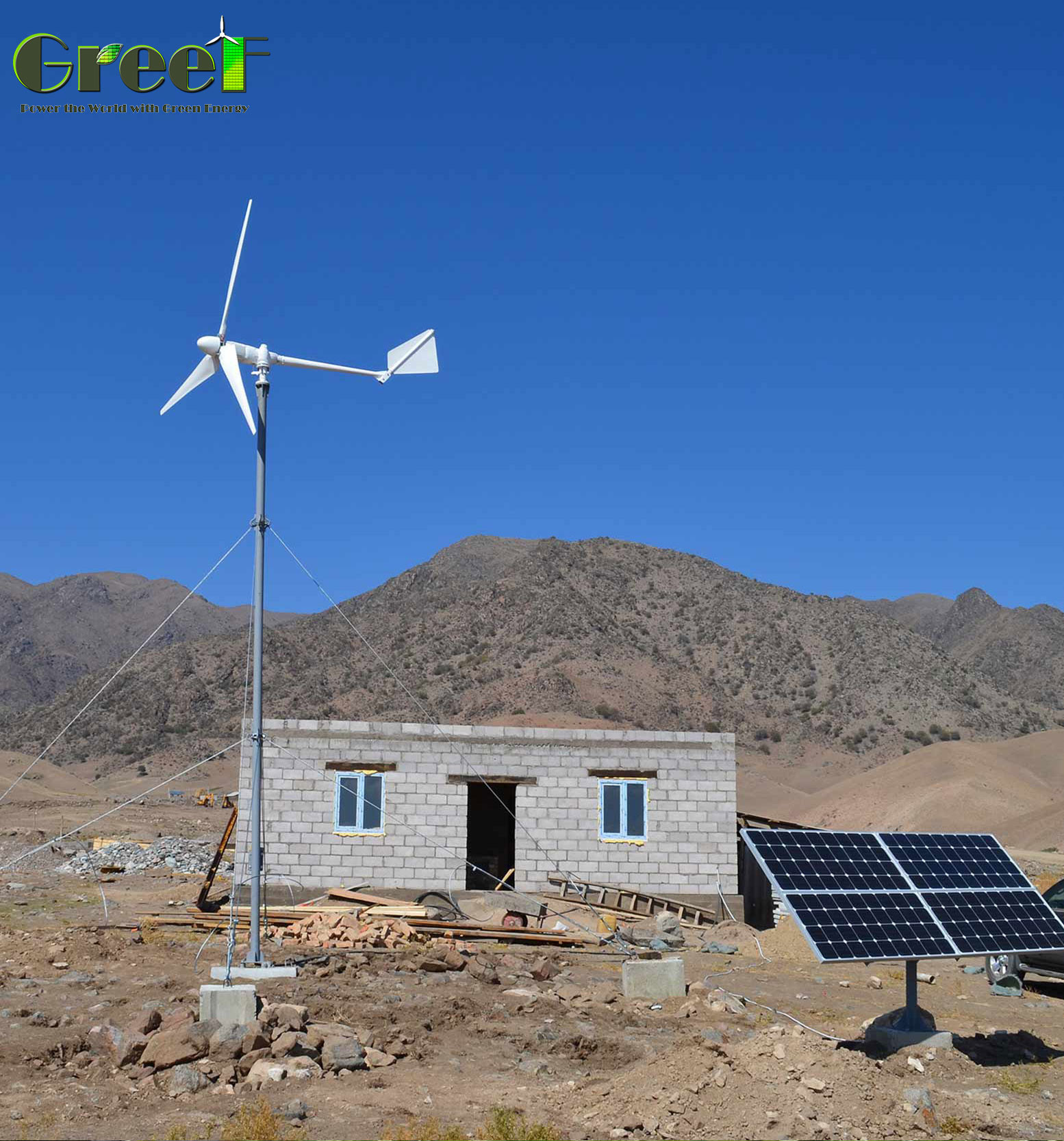 1KW 2KW 3 Phase Solar Wind Hybrid System Horizontal Wind Turbine Rooftop