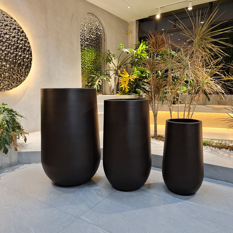 Frost Resistant Round Shape Fiber Clay Planter For Hotel