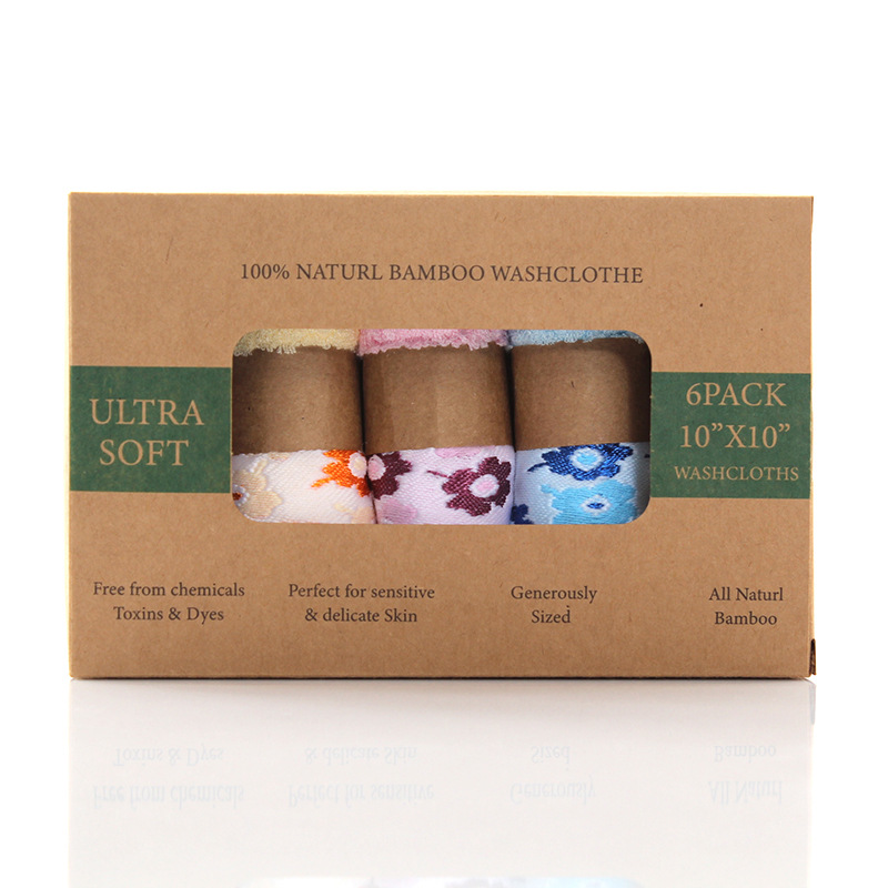 Patterned Bamboo Fiber Square Handkerchief Gift Box Soft and Absorbent Baby Face Wash