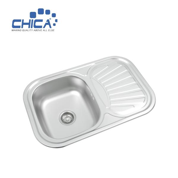 CH7549 Stainless Steel Kitchen Sink Single Bowl Sink With Drain Board Press