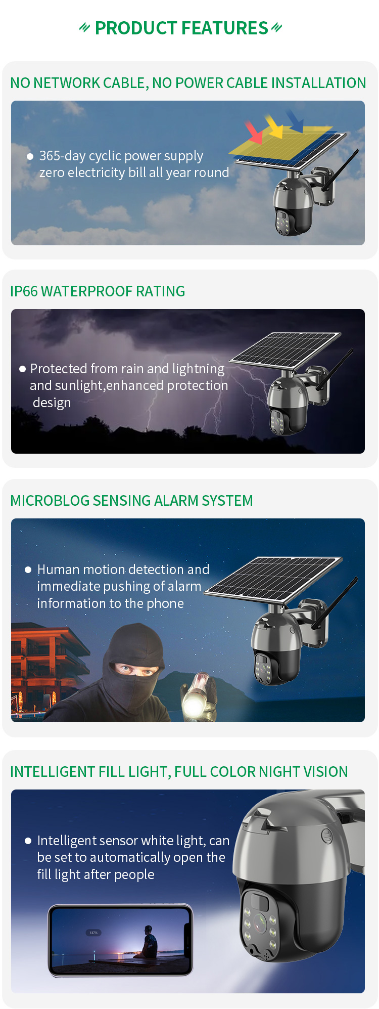 OEM ODM Low Power Solar Energy Power Battery Wireless Alert PTZ Micro 5mp Security CCTV Camera With Solar 4G Sim Wireless