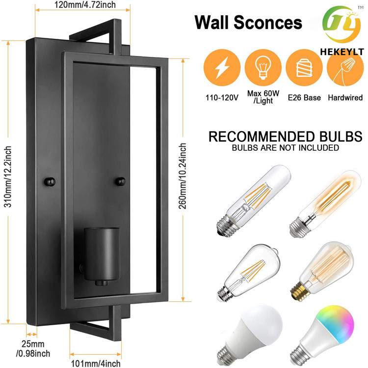 Metal Rustic Modern Indoor Wall Sconce Lighting Matte Black