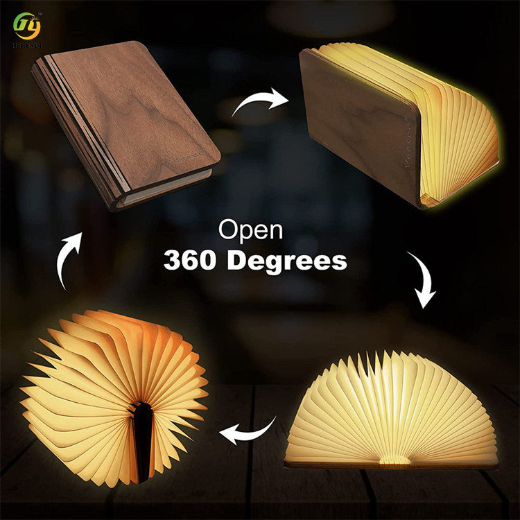 Novelty Product Led USB Rechargeable Lamp Various Shapes Wood Book Lamp