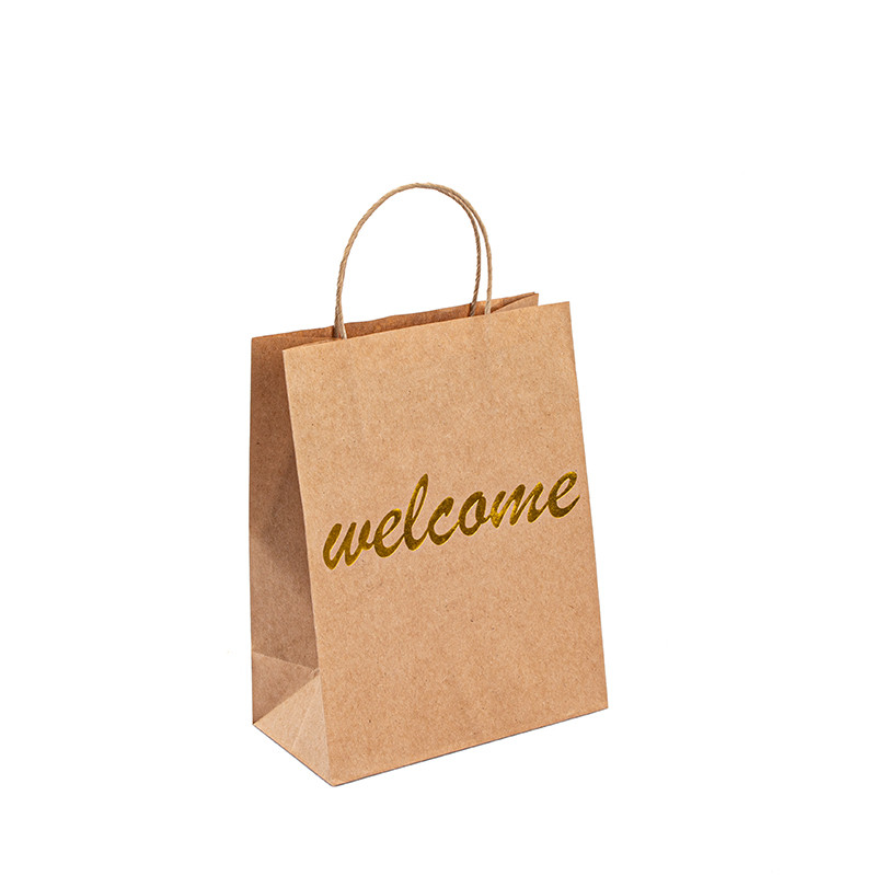 100gsm - 150gsm Paper T Shirt Bags Brown CMYK/Pantone Color Customized